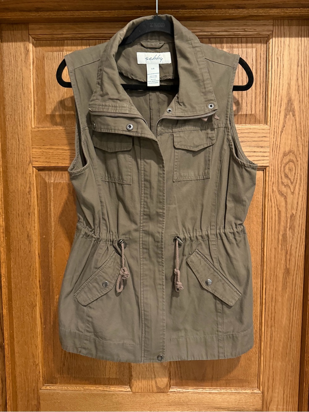 Sebby Olive Utility Drawstring Vest